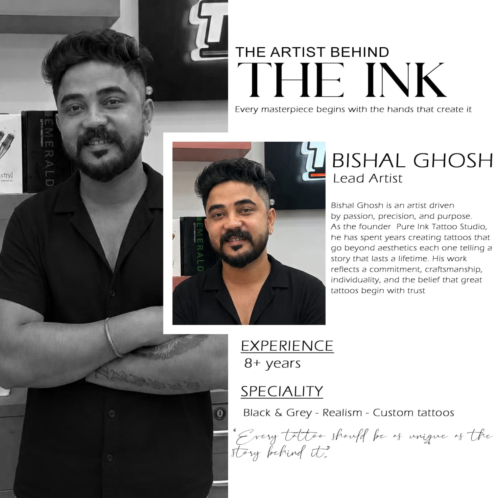 Pure Ink Tattoo Studio Founder Bishal Ghosh Banner
